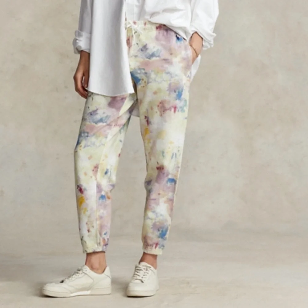 Polo Ralph Lauren Multicolor Paint Splatter Print Terry Jogger Sweatpants Small